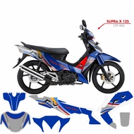 Sticker fullbody decal supra x 125 variasi striping motif sugeng rahayu biru putih