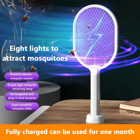 Electric Mosquito Swatter Killer 3000V Fly Swatter Trap USB Rechargeable Mosquito Racket Insect Kill
