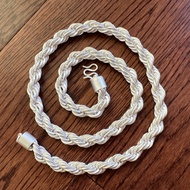 Lao Fengxiang 999 Pure Silver Necklace Men Silver Twist Thick Necklace Sterling Silver Necklace Hemp