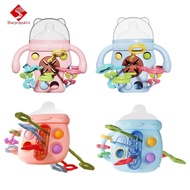 Sharprepublic Baby Bottle Shaped Teething Toy Rattle Toy Early Educational Pull String Toy for 3 6 9