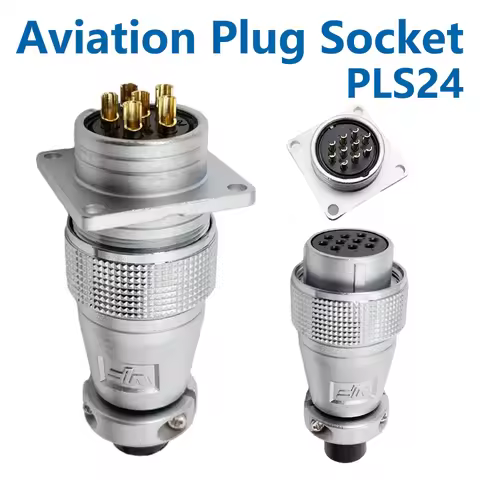 PLS24 WS24 6/10/12/19 Pin Circular Metal Aviation Socket Plug Wire Female Male Connector M24 Threade