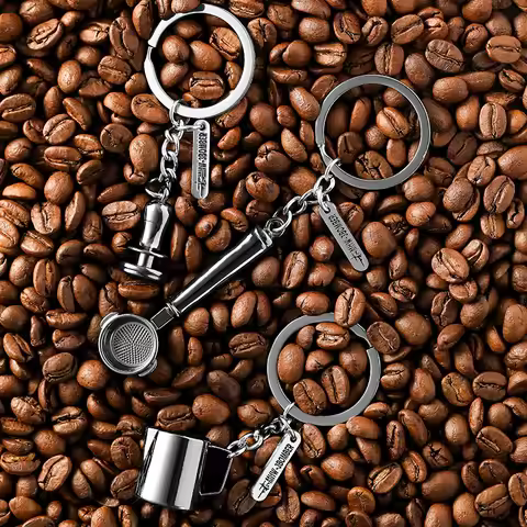 MHW-3BOMBER Coffee Series Keychain Mini Souvenir Coffee Accessories Chic Key Ring Creative Birthday 