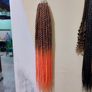 Rambut Sambung Afrika / Ulir Afrika Panjang +-60cm Bahan Sintetis