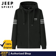 JEEP SPIRIT Printed Men's Round Neck Hoodie Fashionable Autumn Comfortable Sportswear Zipper Hoodie