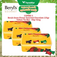 (Combo of 3) Beryl’s Snow Flower Assorted Chocolate 135g Gold Tin Box - Sending Sweet & Luxurious