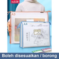 A3 Art Bag File Bag Large Size Three-Dimensional EVA Thickened Transparent Grid 8 Open 8k Portable Z