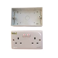 Double Switch Socket Outlet 13A (SIRIM) Suis Elektrik 2 Gang Elec