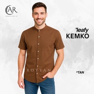 KEMEJA ARYAN LEAFY KEMKO - Shirt Elegant Men's Formalkoko Basic Short Sleeve Plain Casual