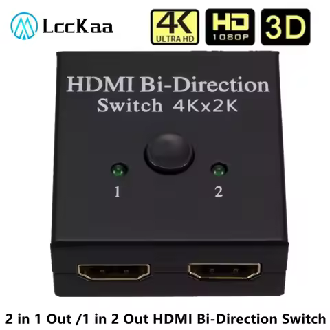 4K Bi-Direction HDMI-compatible Switch Splitter 1x2 / 2x1 HDMI Switcher 1 in 2 Out / 2 in1 Out for P