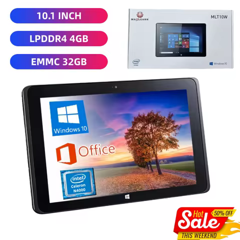4GB LPDDR4 RAM 32GB EMMC ROM 10.1" Windows 10 Tablet PC Intel Celeron N4000 64bit HDMI Port Dual Cam