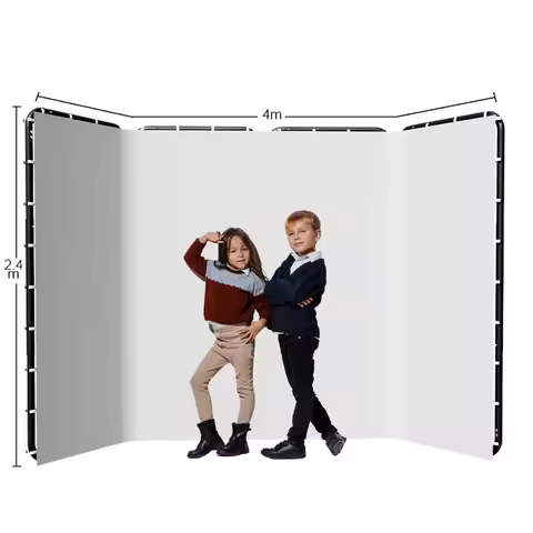 SH White Green Screen 2.4X4M Collapsible Chroma Key Backdrop Fabric Ultra-Quick Setup Birthday Party