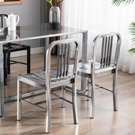 金屬海軍椅不銹鋼色鐵藝餐椅簡約現代網紅工業風格商用靠背鐵椅子
