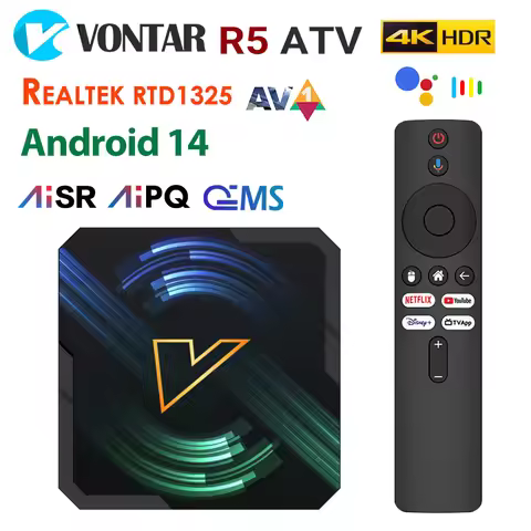 VONTAR R5 ATV Android14 TV Box Realtek1325 CPU A55 Edge AI Mali-G57 GPU Support AI-PQ AI-SR HDR10+Wi