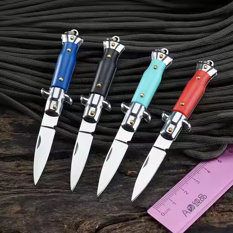 Dropship AKC 3CR13MOV Steel ABS Handle Keychain Fruit Cutter Folding Knife Pocket Outdoor Camping ED