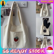 ✅[SG Ready Stock] Student Tote Bag Korean Style Women Print Storage Canvas Shoulder Totebag