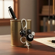 Black Lucky Dice Keychain, Silver Heart Charm, Y2K Pool Ball Star Key Ring, Magic 8 Ball Dice Access