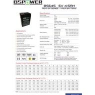 BS POWER 6V 4.5AH RECHARGEABLE BATTERY
