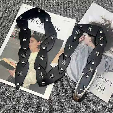 2024 Goth Style Vintag Star Buckle Belt Design Emo Belt Harajuku High Quality Y2k Men's Belt Leather