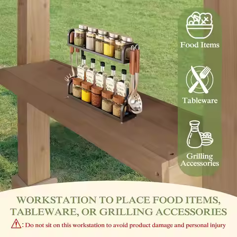 8’x5’ BBQ Grill Gazebo Shelter with Galvanized Steel Roof, Cedar Frame, Patio Gazebo for Barbecue, B