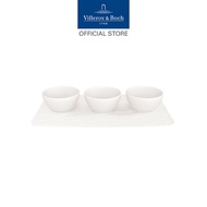 Villeroy & Boch - Manufacture Rock blanc ชุดถ้วยน้ำจิ้มและจานรองพอร์ซเลนสีขาว รวม 4 ชิ้น (10-4240-90