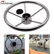 Vô Lăng Thuyền Bằng Thép Không Gỉ Kiểu Tàu Khu Trục 13-1/2 Inch Thông Dụng 25 Độ Vô Lăng Thuyền Phao