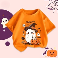Baju Halloween Spooky Ghost T-Shirt Trick or Treat Pumpkin Tee Shirt Kids Adults Halloween Cosplay C