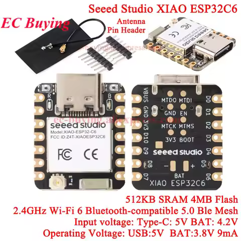 10Pcs/1pc ESP32 Seeed Studio XIAO ESP32C6 2.4G WiFi 6+Bluetooth-compat Ble 5 4M Support Zigbee Matte