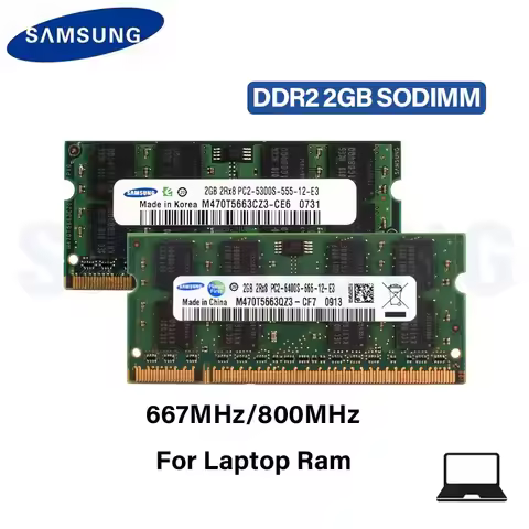 SAMSUNG DDR2 2GB PC2 5300S 6400S 667Mhz 800Mhz Laptop Memory Notebook Module SODIMM RAM