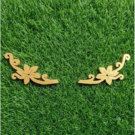 Golden Cunning Flowers Cut From Large Teak Wood