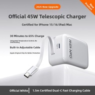 HANNUO | Fast Charging GaN Charger With Built-In Cable For iPhone 16 Pro Max MacBook 70W Foldable Pl