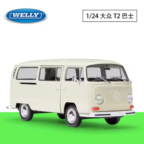 Welly 1:24 Volkswagen 1972 T2 Bus 1963 T1 Bus Van Simulation Alloy Car Model