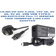 LE.NO.VO 20V 2.25A, 15V 3A, 9V 2A, 5V 2A  45W USB TYPE-C ADLX45YLC2A Flex 11 IDEAPAD 720S THINKPAD L