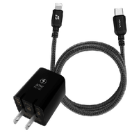 ADAM ELEMENTS OMNIA X3 FAST-CHARGING KIT 30W (USB-C PD/QC 3.0/US PLUG + USB TO LIGHTNING CABLE) - BLACK