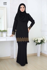 Baju Kurung Adha Black  Bf Friendly Wudhu Friendly Ada Poket Di Sisi Baju Raya