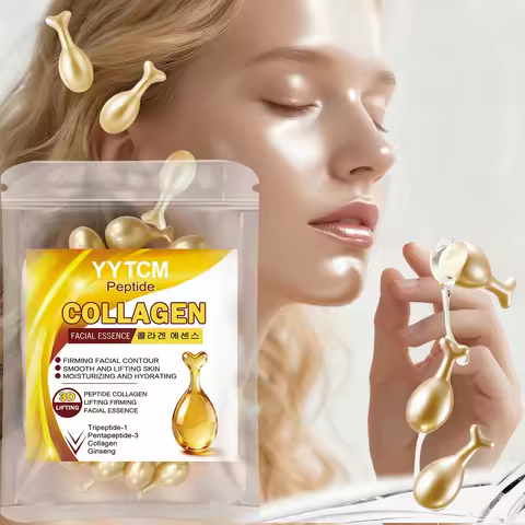 Polypeptide Collagen Essence Capsules, Moisturizing and Firming Essence, Smooths Skin, Contains Squa