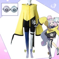 Pokemon Anime Cosplay Costume: Lono's Yellow Outfit with Wide Sleeve Coat, Accessories and Wig