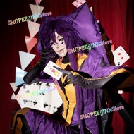 -JINN- PIERROT HARLEQUIN JESTER Cosplay Costume THE FREAK CIRCUS Cos Jester Suit Wig Set Carnival Pa
