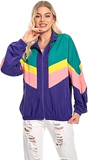 80er Jahre Jacke Trainingsjacke Damen Retro Trainingsanzug Tracksuit Sportswear Bunt Mantel Hip-Hop 
