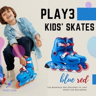 OXELO รองเท้าสเก็ต รองเท้าสเก็ตเด็ก รองเท้าสเก็ตสำหรับเด็ก รุ่น Play 3 (สีฟ้า/แดง) (Play 3 Kids' Ska