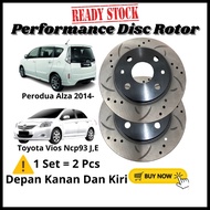 Perodua Alza 2014,Toyota Vios Ncp93 J,E Ncp150 Spec  Front  Performance Disc Rotor Slotted & Drilled