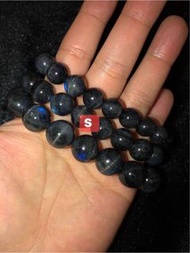 （同款清倉價） 2條（10及13mm)加拿大強貓眼藍光黑拉長石手串/長石/斜長石/拉不拉多石 /光譜石/水晶