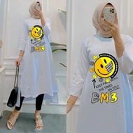 Midi Dress Kekinian Yurika Midi Kaos Katun Combed 24s Apk Sablon S M L XL XXL 3XL Tunik Jumbo Wanita