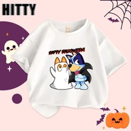 HITTY children short sleeved Kaos Happy Halloween Bluey T-Shirt Trick or Treat Tee Shirt Kids Hallow
