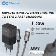 IPHONE CILUPBAH Braided Charger MFi Type C to Lightning Data Cable For PD FAST Charging Max 20W 5Aip