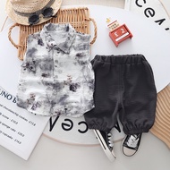 Summer baby boy clothing set Fashion baby girl sleeveless shirt + shorts 2-piece set cotton