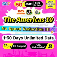 Wefly The Americas eSIM 1-30 Days Unlimited Data eSIM America SIM Card Argentina | Chile | Colombia|