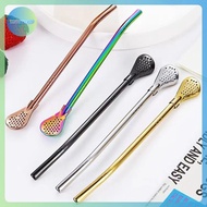 AA Colorful 304 Stainless Steel Tea Drinking Straws Spoon Yerba Mate Tea Filter Reusable Metal Kitch