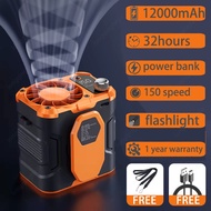 12000mAh Portable Body Fan with Light Waist fan Cooler Neck Fan 150 Wind Speed handheld fan clip