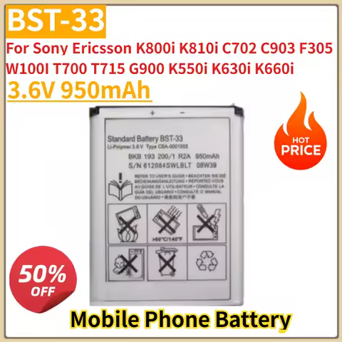 New BST-33 Mobile Phone Battery 3.6V 950mAh For Sony Ericsson K800i K810i C702 C903 F305 W100I T700