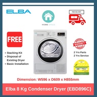 Elba 8kg Condenser Dryer (EBD896C) + FREE Stacking Kit